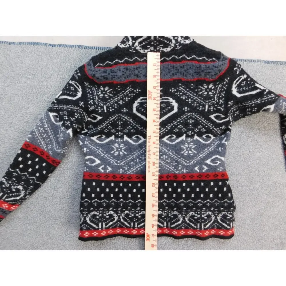Icelandic Design Youth L Aztec Southwest Jacket Vintage Gray/Red Sweater